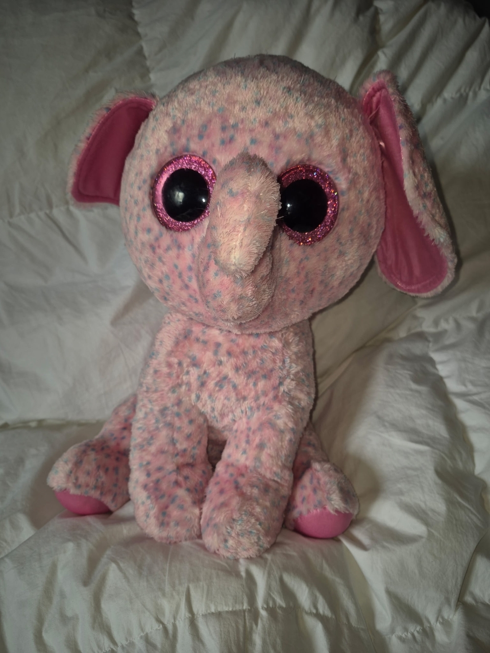 Pink Sparkle-Eye Plush Elephant Stuffed Animal; Rare, 17in.
